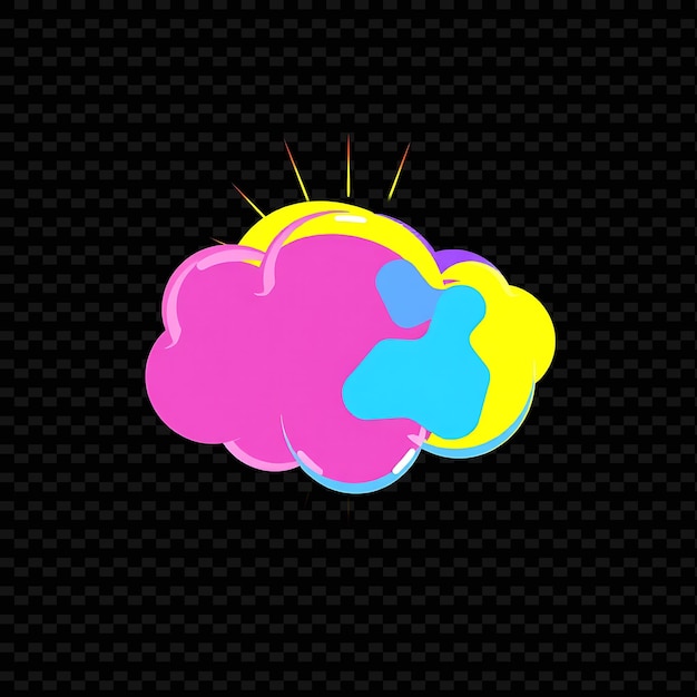 PSD color blocked cloud with bold sections contrasting colors and sharp edges neo_isolated_neon_objectn