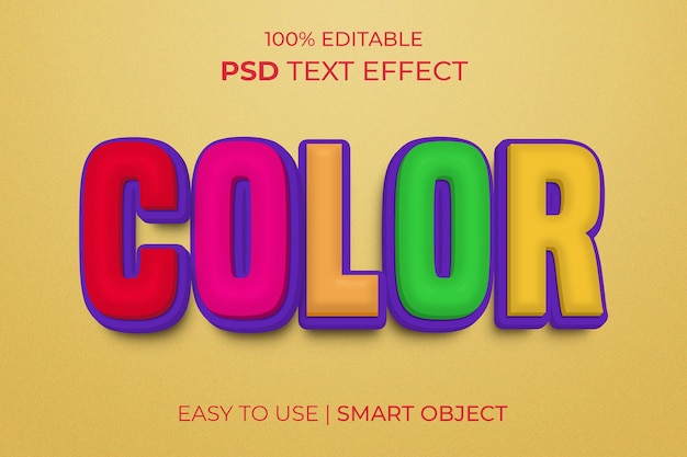 Color editable 3d text effect multi color text style