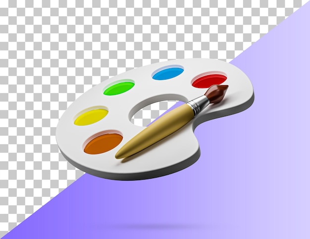 PSD color palette with paint brush tool 3d icon