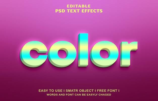 Color PSD text effect design free download