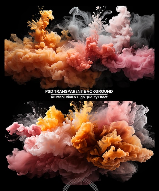 color splashes of ink in water isolated on Transparent background