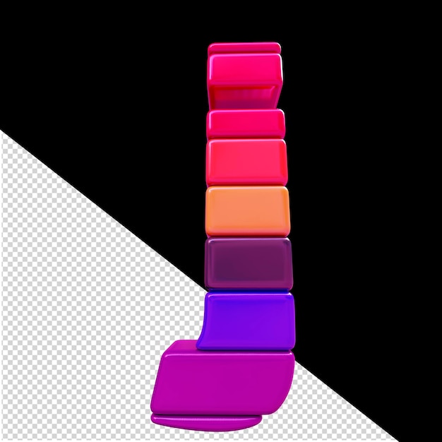 Color symbol made of horizontal blocks letter j