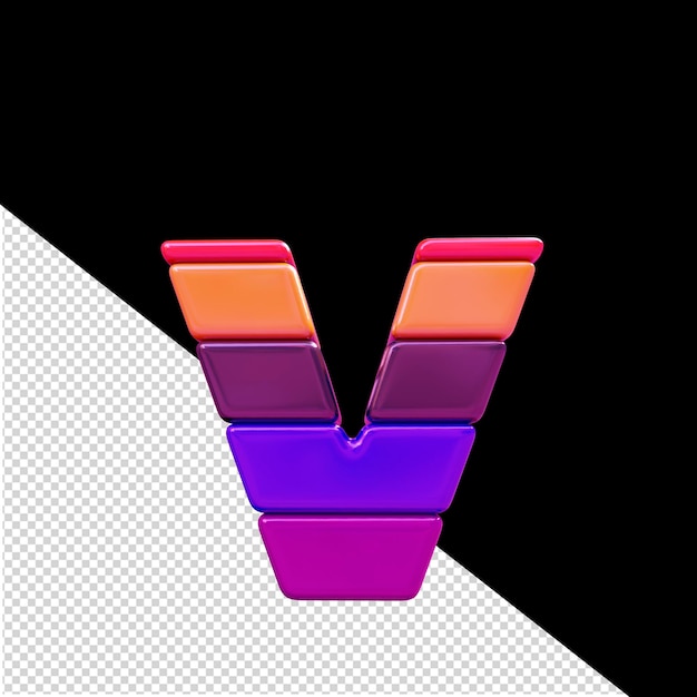 Color symbol made of horizontal blocks letter v