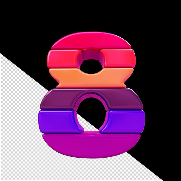 Color symbol made of horizontal blocks number 8