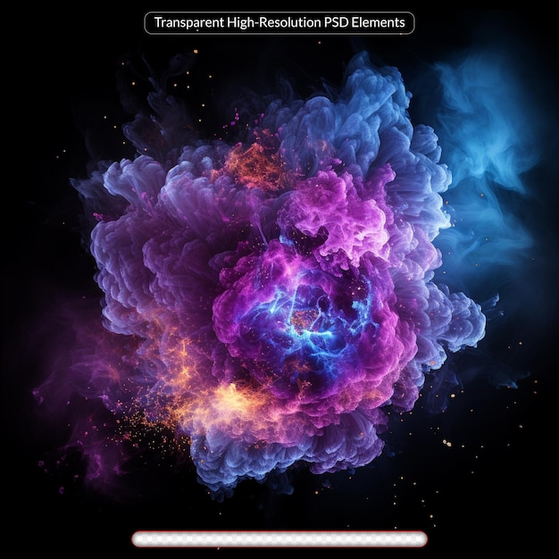 PSD colored dust explosion on a transparent background