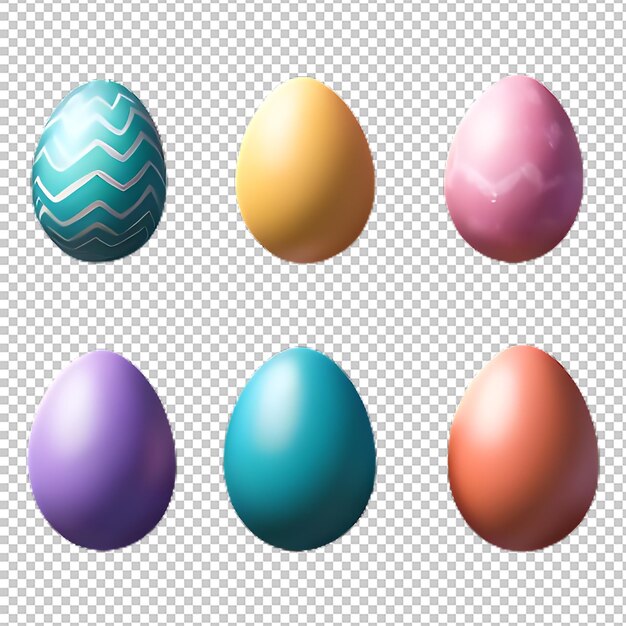 Colored easter eggs isolated on transparent background