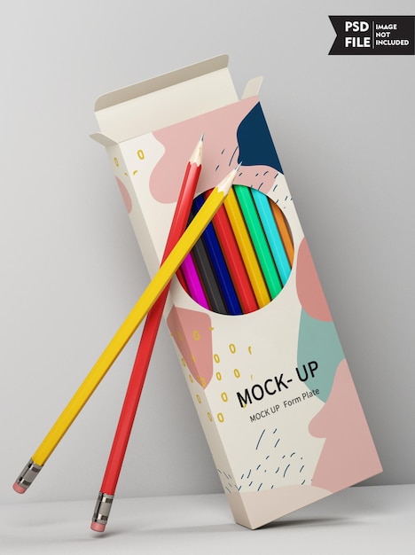 colored pencil packaging mockup