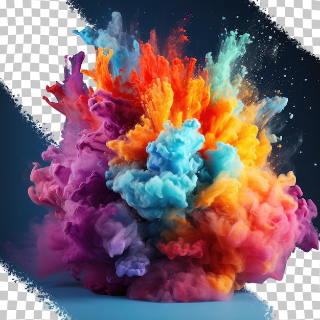 Colored powder burst on a transparent background