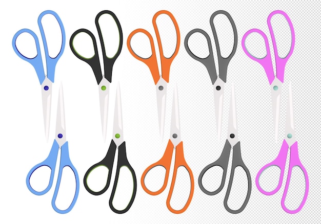 Colored scissor on transparent background