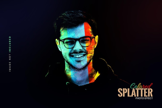 Colored Splatter Photo Effect Template