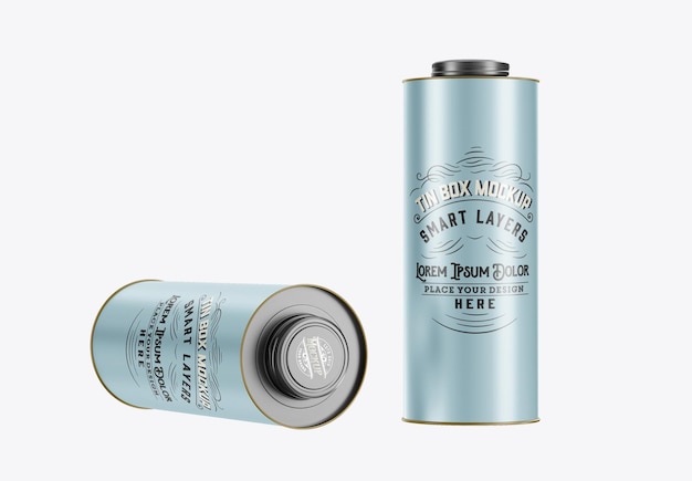 Colored Tall Tin Mockup 3D render