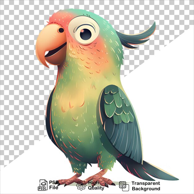 Colorful 3D Green Parrot with Cute Cartoon Features