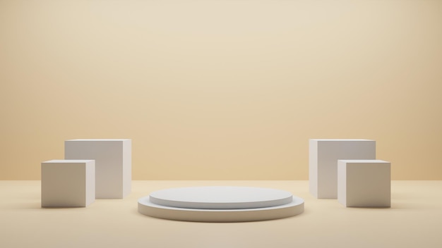 Colorful 3D render white podium