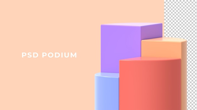 Colorful 3d rendered pie podium