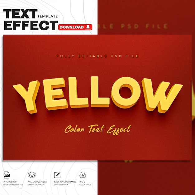 Colorful 3D Text Effect PSD Template