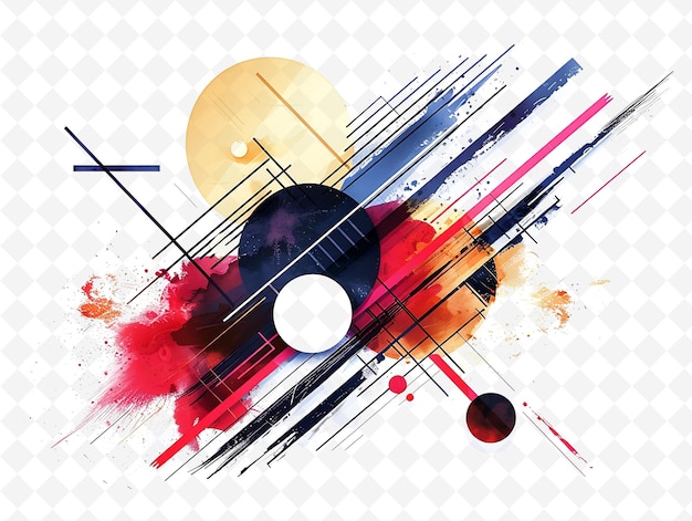 PSD a colorful abstract painting of a moon and a black and white egg