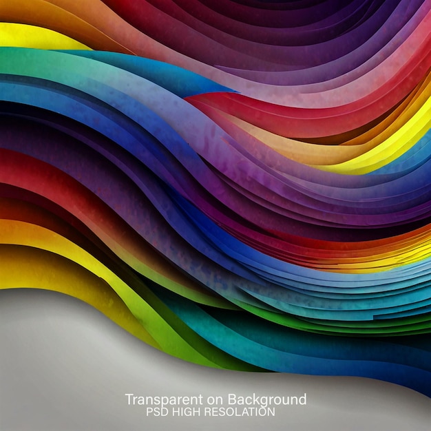 PSD colorful abstract wave on black background colorful paper cut