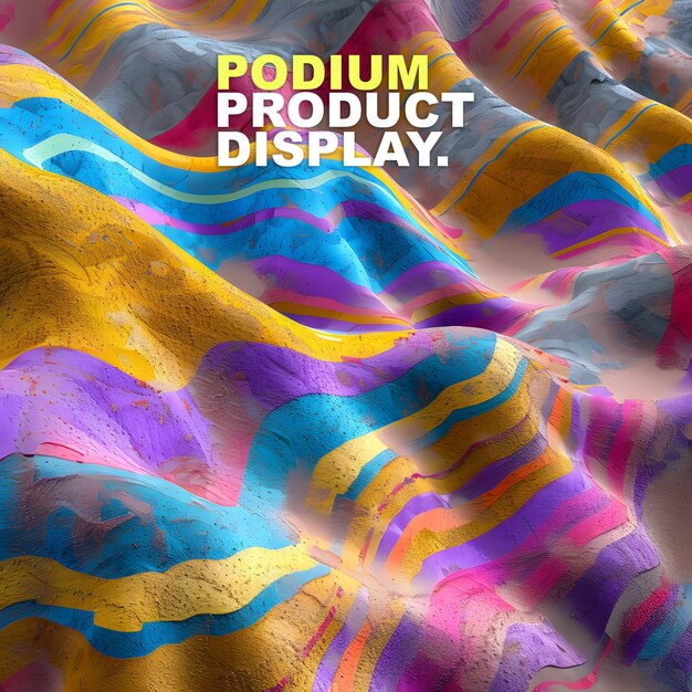 a colorful ad for the product display shows a colorful background