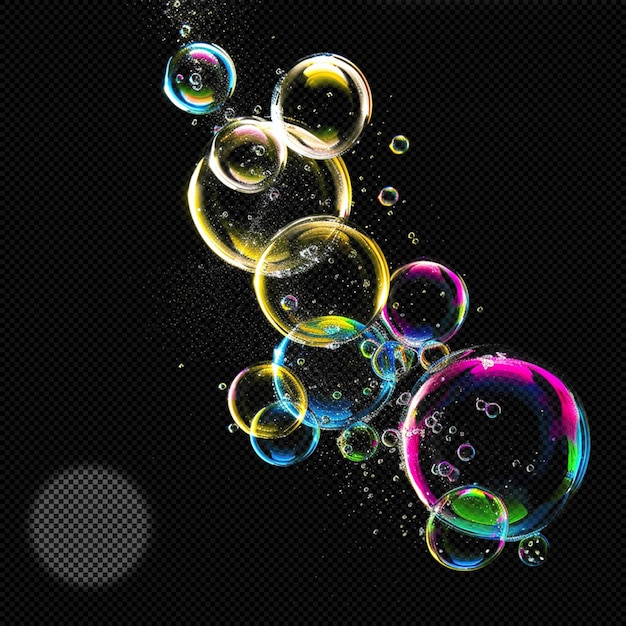 Colorful air bubbles effect transparent background