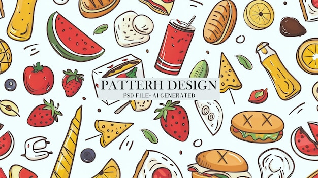 Colorful and appetizing handdrawn food doodles for fun