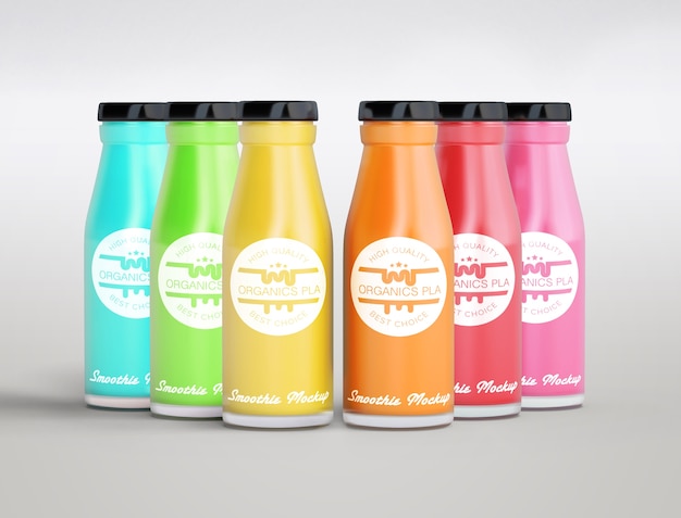 Colorful arrangement of different smoothies mock-up