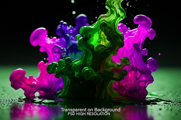 PSD colorful artistic stains of watercolor transparent background