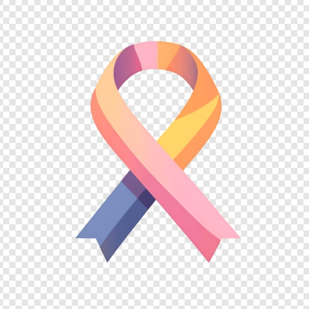 PSD colorful awareness ribbon for charity support on a transparent background