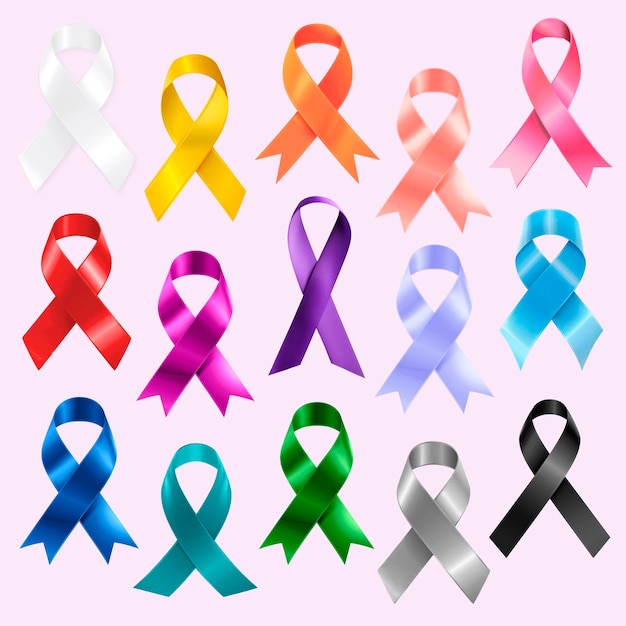 Colorful awareness ribbons collection