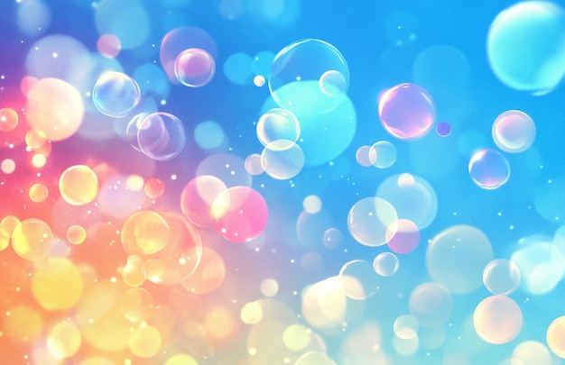 PSD a colorful background with bubbles and the word bubbles