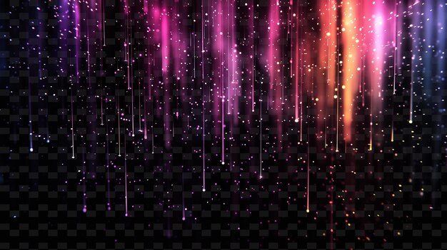 a colorful background with falling stars and a black background