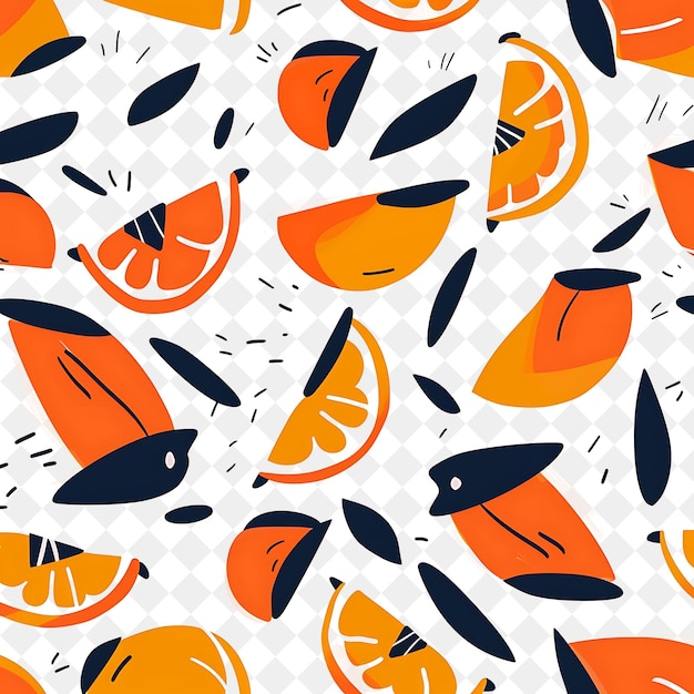 PSD a colorful background with fish and orange slices