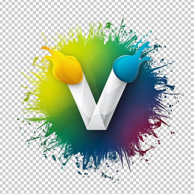 PSD a colorful background with a letter v and a spray can of paint