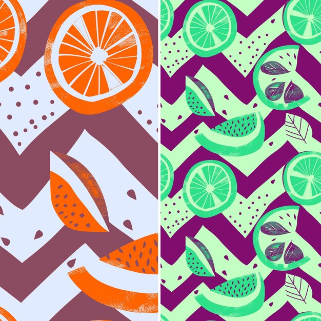 PSD a colorful background with orange slices and a butterfly on the right