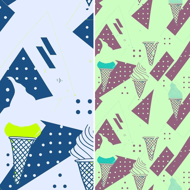 a colorful background with a pattern of ice cream cones and a cone