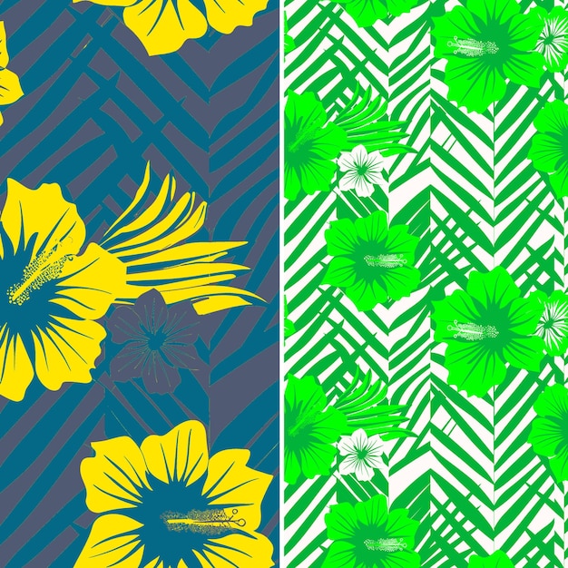 PSD a colorful background with yellow flowers and a white one with green and yellow flowers