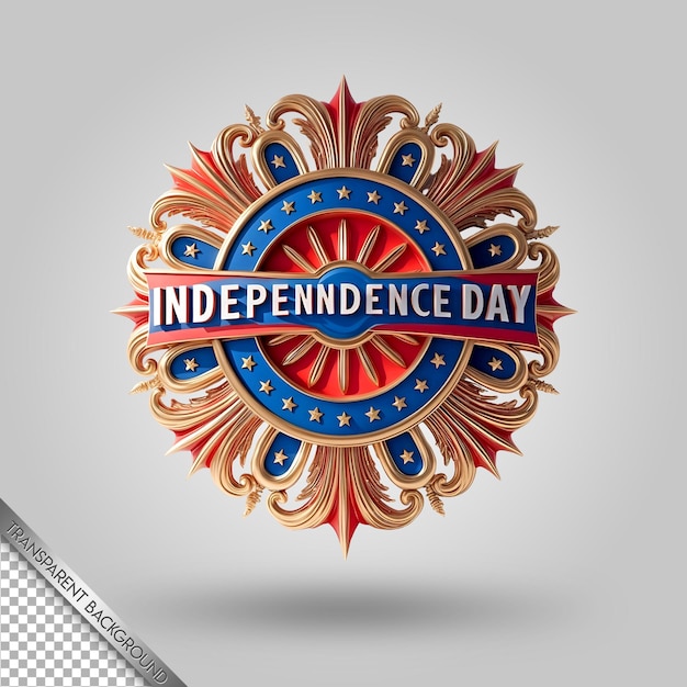 PSD a colorful badge for independence day is shown on a gray background