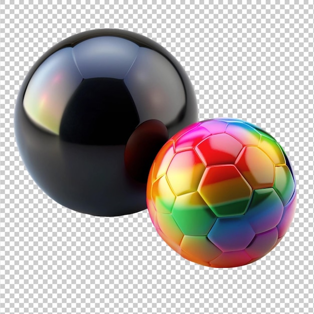 PSD a colorful ball is in front of a black ball png