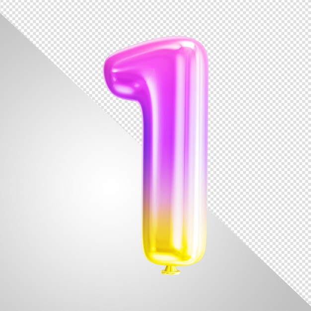 A colorful balloon with the number 1 in yellow and pink.