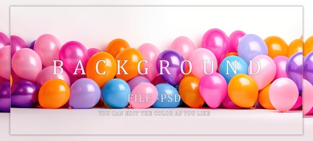 PSD colorful balloons against a white background