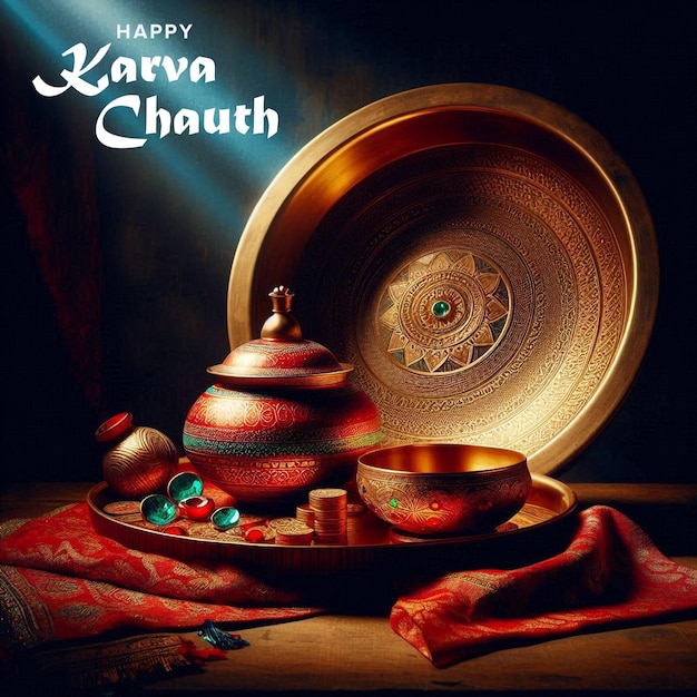 PSD colorful banner design for happy karva chauth