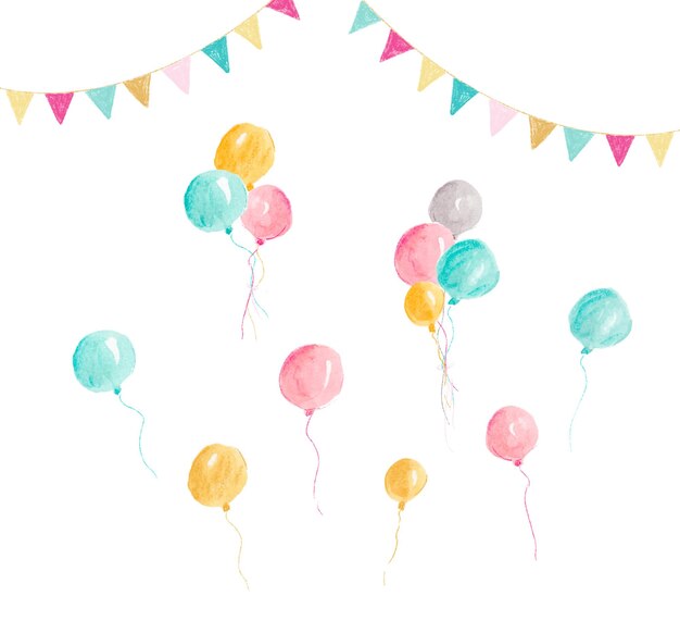 a colorful banner with colorful balloons and the word balloons