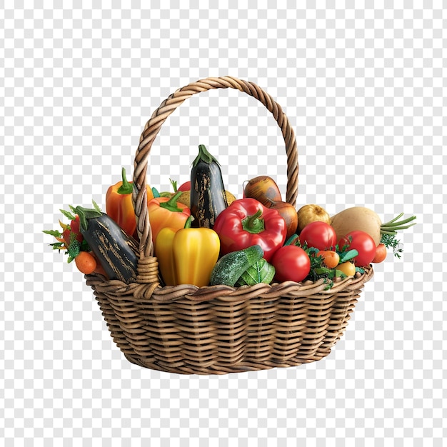 PSD a colorful basket of fresh vegetables