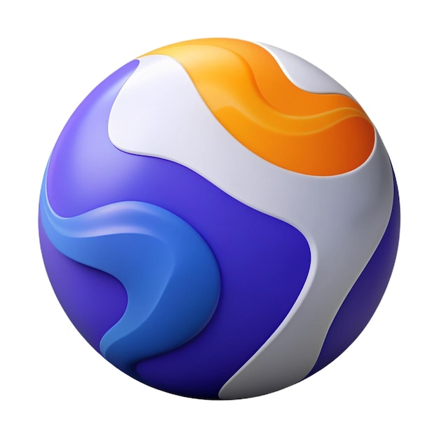 PSD a colorful beach ball with a blue white and orange design