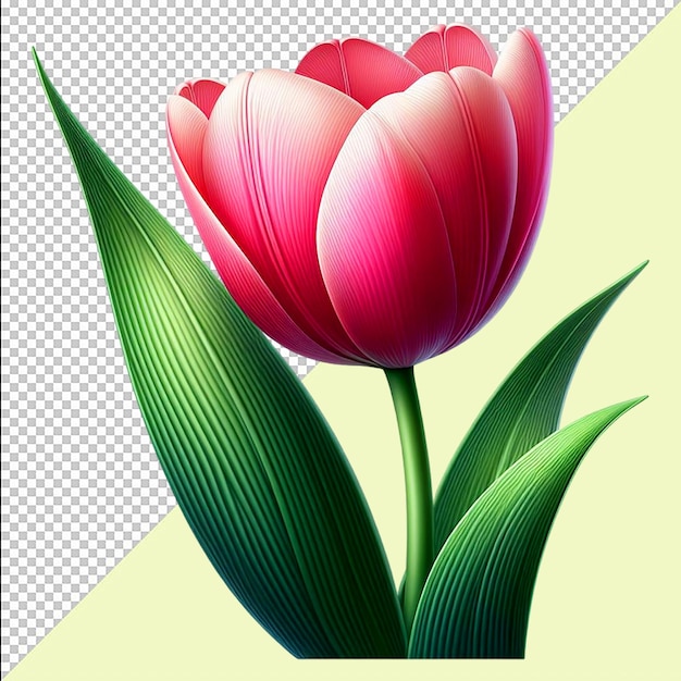 Colorful Beautiful Realistic Tulips Flower On Transparent Background