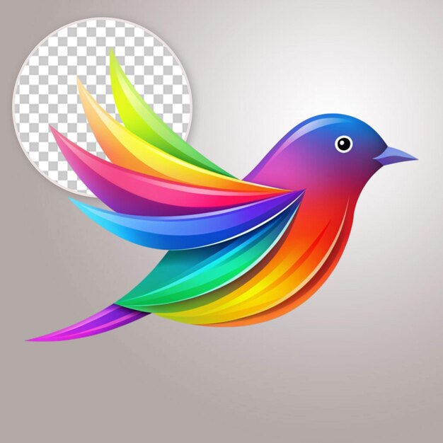 PSD colorful bird illustration gradient bird colorful logo on transparent background