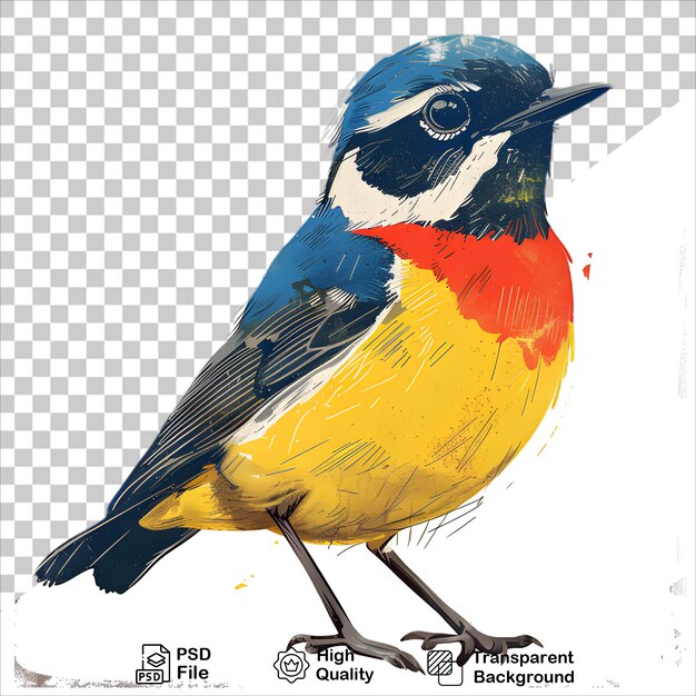 PSD colorful bird in watercolor style on clear background