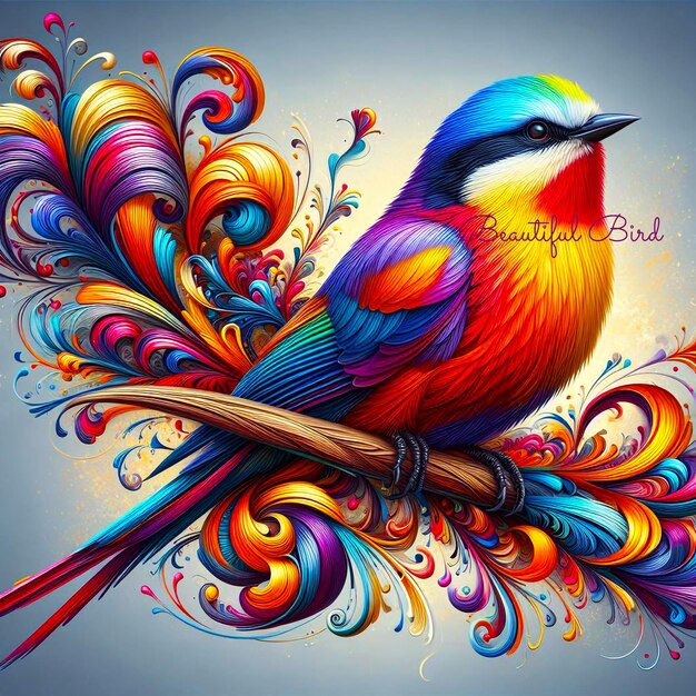 PSD a colorful bird with a colorful background of a bird on it