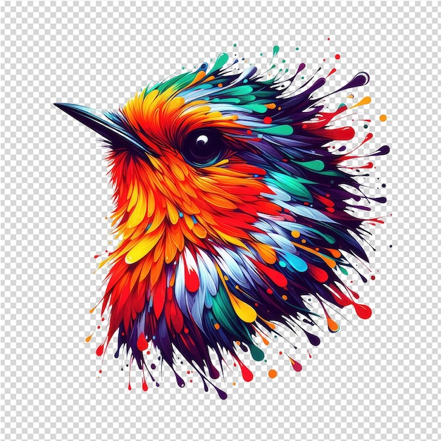 a colorful bird with a colorful background and colored dots