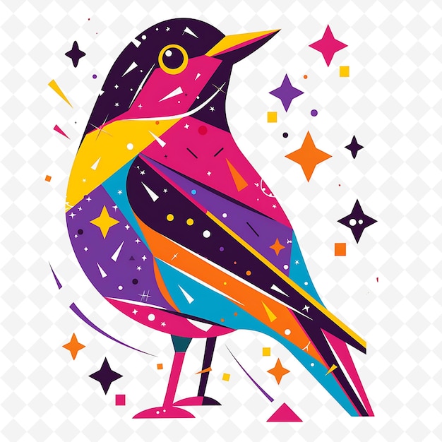 PSD a colorful bird with a colorful background with stars and stars