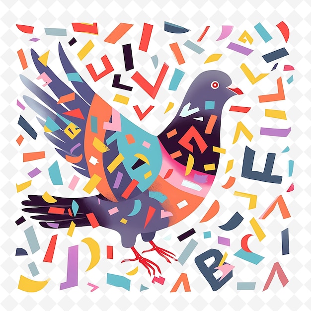 PSD a colorful bird with the letters f and f on it